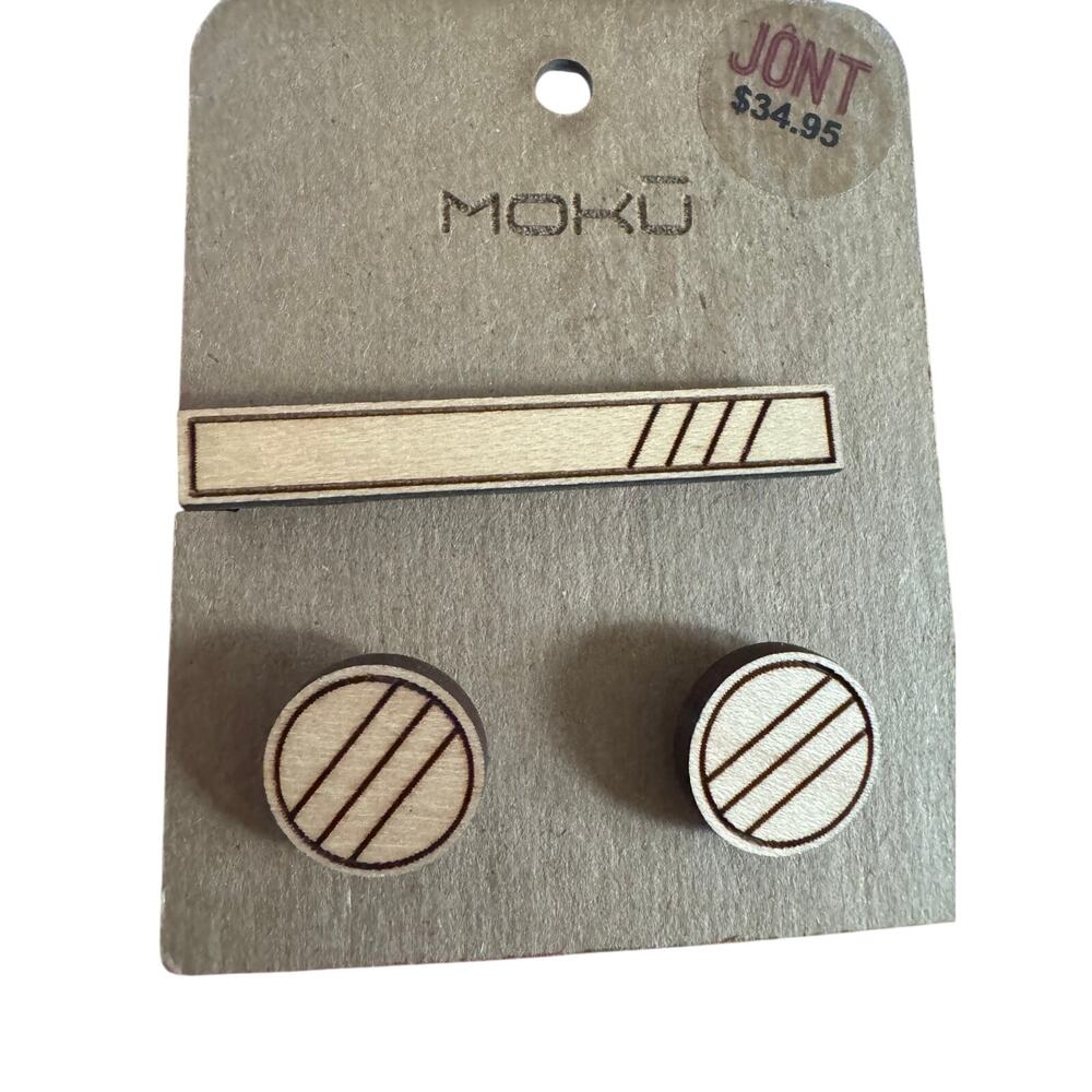 Moku Wooden Tiebar and Cufflinks Set